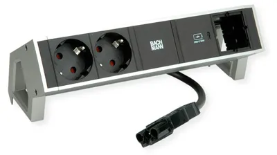 Produktbild von BACHMANN DESK2 2xSchutzkontakt USB C, USB Charger 30W 1xABD 0,2m GST18 INOX