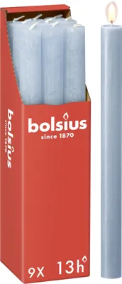 Produktbild von Stabkerzen 27 cm - Bolsius Rustik Hellblau - 9 Stück - Unparfümiert
