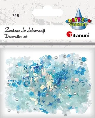 Imagen del producto de Kit de decoración con lentejuelas, flores de confeti, 14 gramos, color azul, marca Titanum