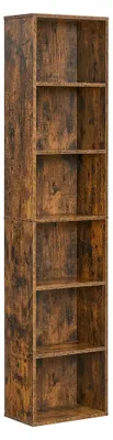 Produktbild von Bücherregal – 6 Regale – Lagerregal – platzsparend – 24 x 40 x 178,5 cm – Braun