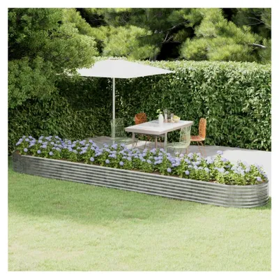Produktbild von Hochbeet aus pulverbeschichtetem Stahl, witterungsbeständig, für Garten und Balkon, Silber, 507 x 100 x 36 cm