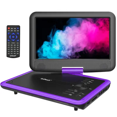 Zdjęcie produktu dla Przenośny odtwarzacz DVD ieGeek o przekątnej 11,5 cala z 9,5-calowym, obrotowym ekranem HD z ochroną wzroku, odtwarzacz płyt CD, z akumulatorem, pamięcią punktów zapisu, funkcją synchronizacji z telewizorem/USB/SD