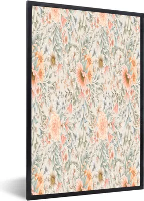 Produktbild von MuchoWow® MuchoWow® Gerahmtes Poster Blumen - Sonnenblume - Pastell - Muster 40x60 cm - Poster mit zchwarzem Bilderrahmen - Papierdruck - Wandbilder