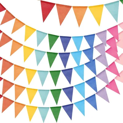 Produktbild von Wimpelkette Bunt Wetterfest 20M 60 Wimpel 5 Stück 4M Garten Party Kinderzimmer