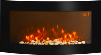 Productafbeelding van Elektrische haard met verwarmingselement, wandhaard met LED-vlameffect, 7 vlamkleuren, 1000/2000 W, elektrische haard met timer, instelbare thermostaat, decoratieve haard met afstandsbediening, zwart, 89,2 cm