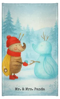 Produktbild von Mr. & Mrs. Panda Handtuch Nachtfalter Schneemann Design - Weiß - Geschenk, Weihnachten, Weihnachtsgruß, Winter, Mini-Handtuch, Schnee, gäste wc, Klein, Baumwollhandtuch
