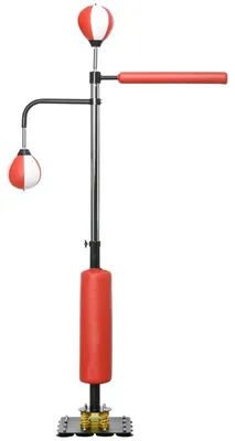 Zdjęcie produktu dla Stojak do ćwiczeń z piłkami speedball | Kolor: czarny/czerwony/biały | Wymiary: 36x84x140-205 cm