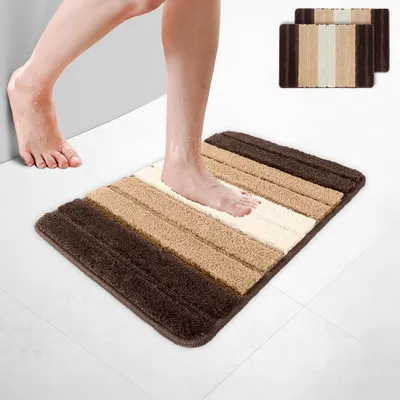 Produktbild von VOUNOT® 2er-Set Badematte Rutschfeste, Mikrofaser Badezimmerteppich Farbverlauf 40x60cm Beige