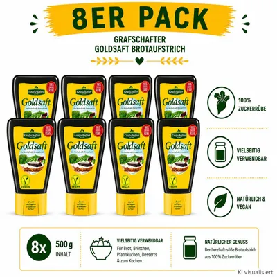 Produktbild von Grafschafter Goldsaft Brotaufstrich aus 100% Zuckerrübe 500g (8er Pack)