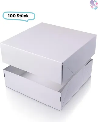 Produktbild von Tortenkarton eckig groß, 100 Stück, 328x328x108mm, Transportbox, biologisch abbaubar, kompostierbar, recycelbar