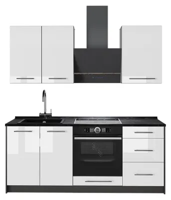 Zdjęcie produktu dla Kuchnia pojedyncza Vicco Fame-Line Biały wysoki połysk/Antracyt 190 cm, BP Antracyt, Model 64863