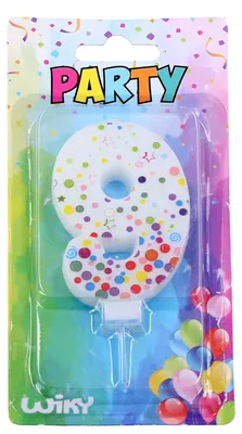Image de Bougie de fête numéro 9 à pois