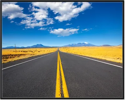 Produktbild von Wallario Wandbild Route 89 in Arizona - Am Ende der Horizont, Größe: 40,30 x 50,30 cm, Poster mit schwarzem Aluminiumrahmen