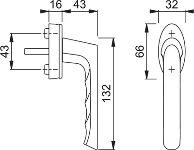Zdjęcie produktu dla Klamka okienna HOPPE 0739/US954,stojak,spi.,7/32-42,F9