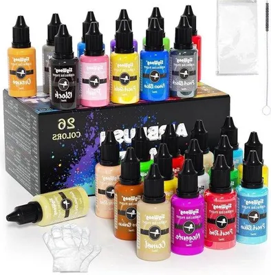 Produktbild von Famanu Airbrush-Farben Set 26 Farben - Wasserbasierte Acrylfarben 20ml