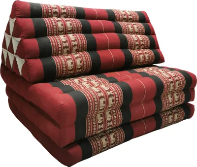 Zdjęcie produktu dla Fine Asianliving Tajska poduszka trójkątna 3 warstwy wypełnienia kapok XXXL 80x190x7cm czerwony słoń tajski poduszka mata do medytacji materac kapok 301-N17