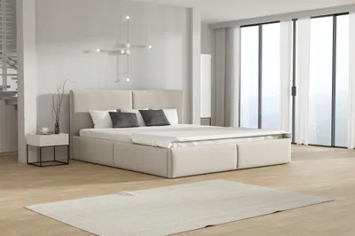 Produktbild von Polsterbett Doppelbett BERGEN Komplettset 180x200cm Stoff Magic Velvet Hellbeige