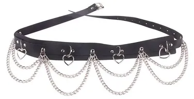 Produktbild von XFSRG Punk Taillengürtel mit Herzanhänger Gothic Kettengürtel Körperkette Gürtel Hüftkette Bauchkette Taillenkette für Damen Festival Party Club Outfit Accessoire