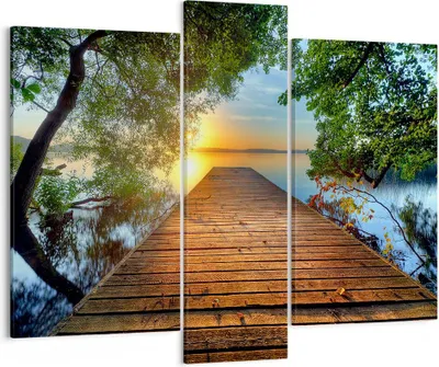 Produktbild von Bild auf Leinwand - Leinwandbild - Brücke See - 95x80cm - Wand Bild - Wanddeko - Wandbilder - Leinwanddruck - Bilder - Kunstdruck - Wanddekoration - Leinwand bilder - Wandkunst - CB95x80-3528