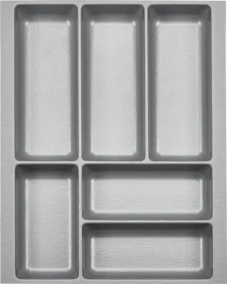 Produktbild von ORGA-BOX II Besteckeinsatz Tiefe 462 mm, Höhe 50,5 mm für Nobilia Küchen Canvas-Struktur silbergrau Breite 359 mm für Schubladen 450 mm