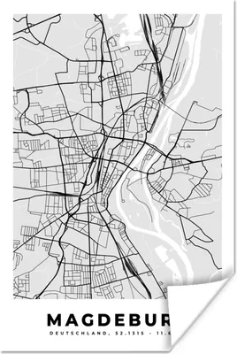 Produktbild von MuchoWow® Poster Karte - Stadtplan - Deutschland - Magdeburg - Karte 120x180 cm - Kunstposter