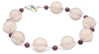 Armband-Rosenquarz-und-Granat-und-925-Silber-20cm