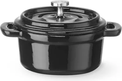 Zdjęcie produktu dla Garnek żeliwny emaliowany HENDI, 0,27 l, czarny, 130x100x(H)48 mm