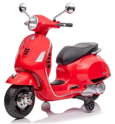 Produktbild von Elektrischer Kinderroller Elektroroller Elektrofahrzeug Kinderfahrzeug Vespa Maxi 12V Akku Motorroller für Kinder mit Licht Sound stabile Konstruktion sicherer Fahrspaß MAXI rot Sun Baby