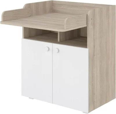 Productafbeelding van Baby Commode - Babytafel Verschoontafel - Baby Verzorgen - Inclusief Verschoonblad - 47 x 70 x 86 cm - Wit Eiken