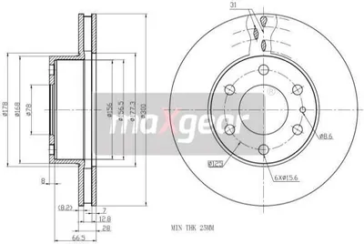 Produktbild von 2x MAXGEAR VORNE VORNE Bremsscheibe