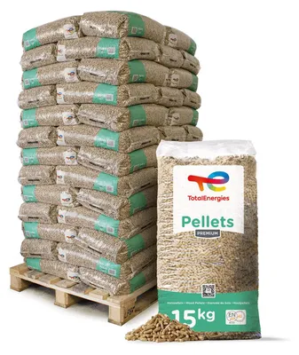 Produktbild von TotalEnergies Premium ENplus A1 Holzpellets Weichholz 15kg x 65 Sack 975kg Palette