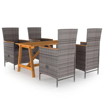 Produktbild von Gartenlounge-Set "Jennewitz" aus PE-Rattan, Akazien-Massivholz, pulverbeschichteter Stahl in Grau. Abmessungen (L/B/H) 140x70x73 cm