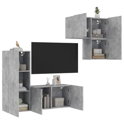 Produktbild von Best Möbel 4-tlg. Wohnwand Betongrau Holzwerkstoff CHY4007373
