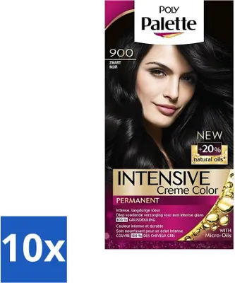 Obrázek produktu pro Poly Palette - Barva na vlasy - Black 900 - 115 ml - hodnotné balení - 10 kusů