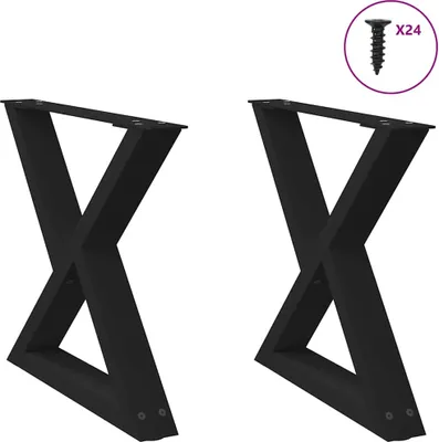 Immagine prodotto di Gambe tavolino 2 pezzi nero 50x(42-43,3) cm acciaio