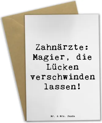 Produktbild von Mr. & Mrs. Panda Grußkarte Spruch Zahnarzt Magier - Weiß - Geschenk, Grußkarten, weihnachtskarten, einladungskarten, Beruf, Zauberhandwerk der Zahnärzte, Wertschätzung