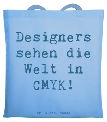 Produktbild von Mr. & Mrs. Panda Tote Bag Spruch CMYK Designer - Sky Blue - Geschenk, Shopping Tasche, Einkaufstasche, Berufsalltag, Berufe, Grafikdesign, Webdesign, Gestaltung, Beruf
