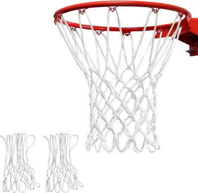 Produktbild von Basketballnetz 2 Stück, Ersatznetz, Kette, 12 Schlaufen, langlebiges Nylon, für Standard-Ringe