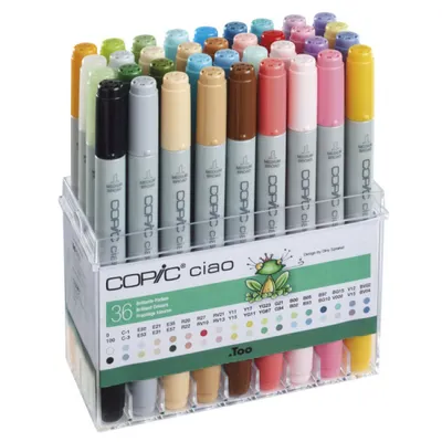 Zdjęcie produktu dla Zestaw markerów graficznych Copic Ciao - jaskrawe kolory - do wielokrotnego napełniania tuszem Copic - 36 sztuk