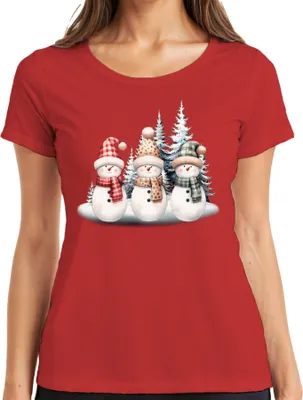 Produktbild von Schneemänner - Weihnachten Weihnachtsgeschenk Christmas Damen T-Shirt, Rot, XXL