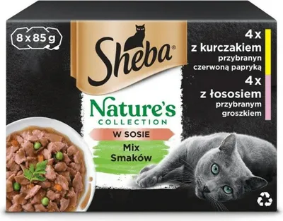 Zdjęcie produktu dla Comida para gato Sheba Nature's Collection Mix Pollo Salmón 8 x 85 g