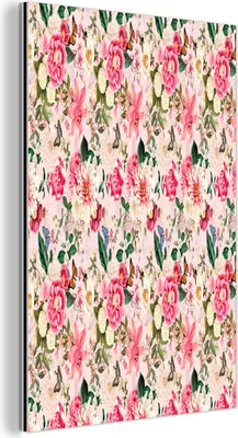 Obrázok produktu pre Nástenná dekorácia Kovový kovový obraz Wall Art 60x90cm Kvety - ľalia - ružová - motýľ Muchowow Hliníkové obrazy