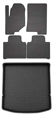 Image de Tapis en caoutchouc + bac de coffre pour SsangYong Rexton IV 2021- – 5 pièces, noirs, sur mesure