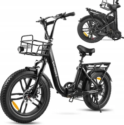 Immagine prodotto di SAMEBIKE C05 Pro 20*4inch LCD Foldable E-bike E-Mountainbike Electric Bike 13Ah Fino a 100Km SHIMANO 7Speed 25km/h E Folding Bike Black+front basket