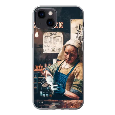 Produktbild von MuchoWow® Handyhülle Schutzhülle Hülle für iPhone 13 Milchmädchen - Barista - Kaffee - Cappuccino Silikon Softcase Handy Hülle - Karteninhaber
