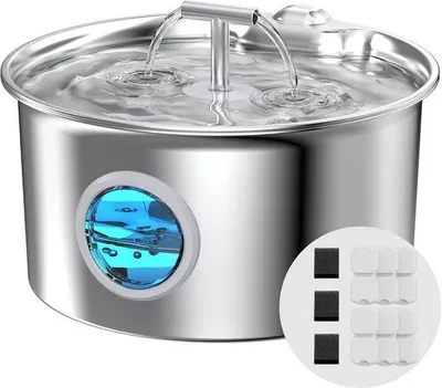Obrázek produktu pro Tichá fontánka pro kočky, 2,6 l, s filtry a LED osvětlením