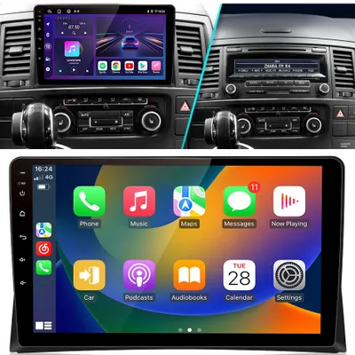 Zdjęcie produktu dla 2+64 GB, Android 13, CarPlay, do VW Multivan T5 (2008–2015) – radio samochodowe z nawigacją GPS, Bluetooth, DAB+, RDS, nawigacją GPS, Wi-Fi i SWC