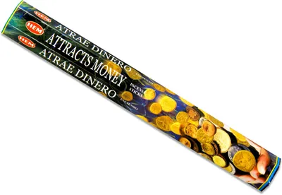 Produktbild von HEM 20 Räucherstäbchen [ ATTRACTS MONEY ] handgerollte Räucherstäbchen aus Indien