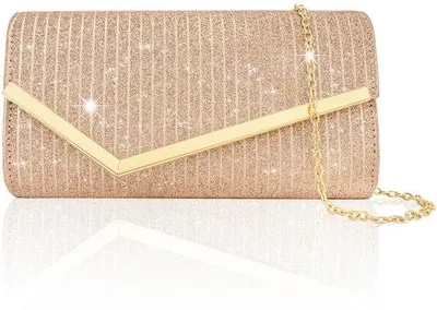 Produktbild von Elegante Damen-Clutch, rosa-gold, 22x12x5 cm, Glitter, Abendtasche