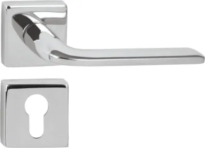 Produktbild von DOMINO Türgriff Drückergarnitur PZ - Profilzylinder Set | Vierkant-Rosette | Türklinke für Zimmertür, Bürotür, Kellertür & Innentür | Türbeschläge aus Znal | Bronze Türdrückergarnitur | VITTORIA-QR M6
